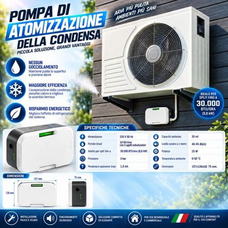 Pompa Atomizzazione Condensa per Condizionamento 10L/h 3 Bar 30000 BTU 220V (1/5)