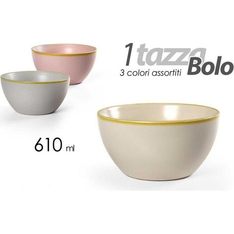 Trade Shop - Taza De Cerámica Decorada 14x7 Cm 610 Ml 3 Colores Surtidos 817342 -