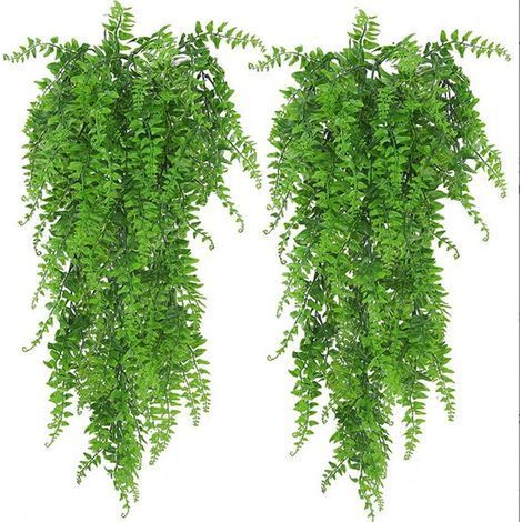 Plante artificielle - Fausse plante à grandes feuilles - Décoration pour fougères suspendues artificielles - Décoration de lierre en plastique - Pour intérieur et extérieur - Salon/Balcon/Chambre - Lo (1/5)
