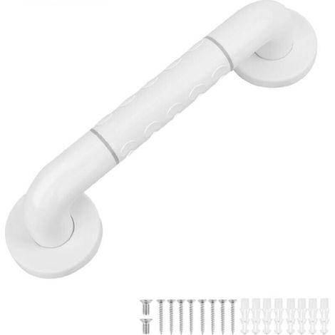 40 cm langer Haltegriff aus Edelstahl mit rutschfestem Griff für die Badewanne, weiß, sichere Wandmontage (1/4)