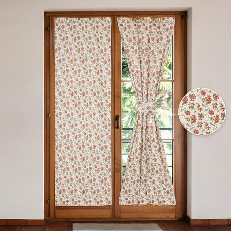 Lot de 2 rideaux de porte en lin de style campagnard pour porte d'entrée, double passe-tringle inclus, 63,5 x 182,9 cm (1/5)