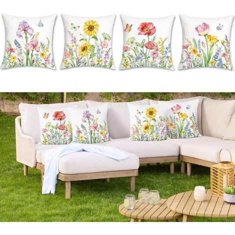 fundas de cojín con estampado floral de jardín,Desenfundables y lavables,Ideales para decorar el sofá,el jardín o la terraza (1/5)
