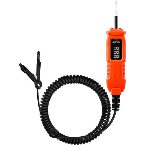 VEVOR Tester Elettrico per Circuiti Automobilistici con Sonda per Circuiti, Schermo LED Illuminazione, Tester di Tensione DC 3-72V con Penna, Cavo da 3,5 m Custodia in ABS per Veicoli