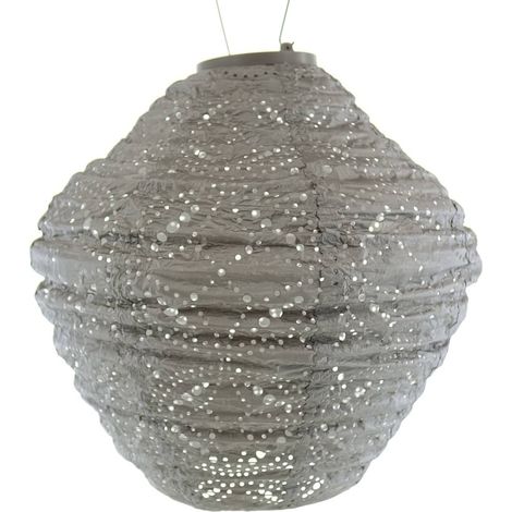 LUMIZ Lampion Solarlampe Jar 30 Mandela Taupe hellgrau Ø 30 cm - Tyvek® (1/5)