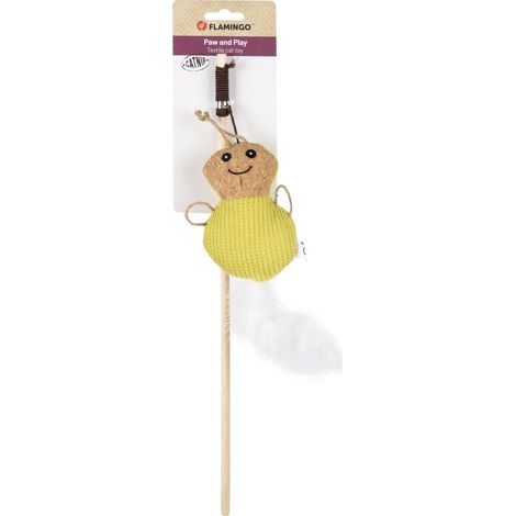 Jouet pour Chat - Flamingo Canne Insecte Verte en Bois et Tissu avec Plumes et Catnip 40cm (1/5)