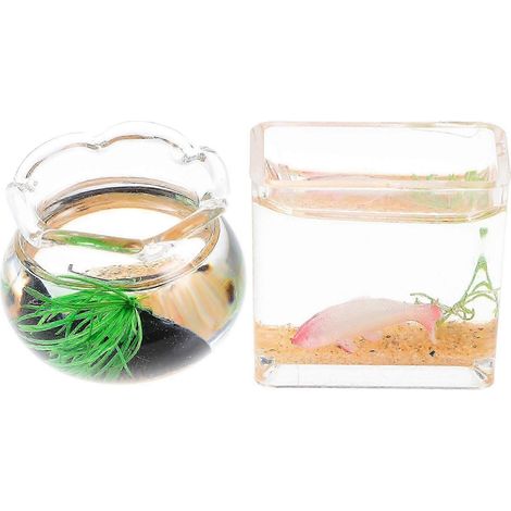 2 mini aquariums, accessoires pour mini-maison d'aquarium, décorations pour maison de poupée (1/5)