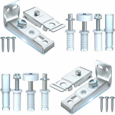 Kit di riparazione per ferramenta per porte pieghevoli - Set di ricambio in 2 pezzi per porte scorrevoli pieghevoli per armadi, comprendente staffa superiore e inferiore, perno da 3/8" e ruota. (1/4)