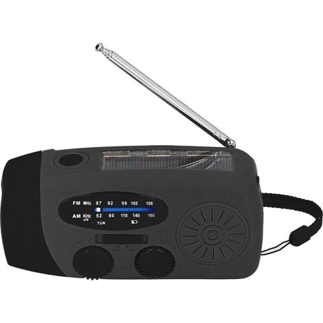 Handkurbel-Solarradio mit LED-Taschenlampe, tragbares FM/AM/WB-USB-Radio für Notfälle und Katastrophenschutz, Schwarz, Europäisches Modell (1/5)