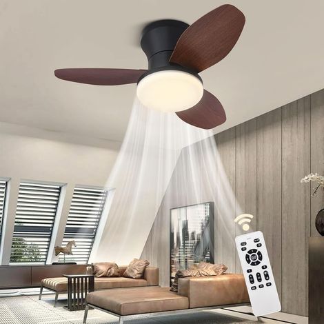 Ventilatore da soffitto da 88 cm con luce e telecomando, 6 velocità del vento, timer, luce da soffitto dimmerabile, 3 temperature di colore (nero) (1/5)