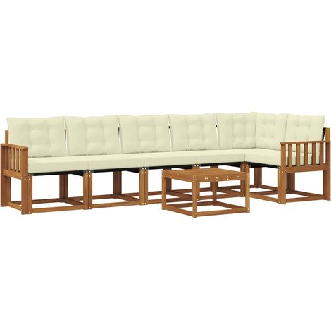 Conjunto de sofás de exterior 7 uds. Natural y Crema vidaXL (1/5)