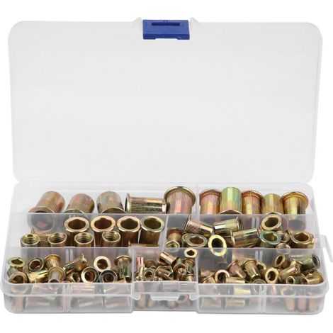 150 écrous à sertir aveugles filetés à tête plate en acier au carbone M3/M4/M5/M6/M8/M10/M12