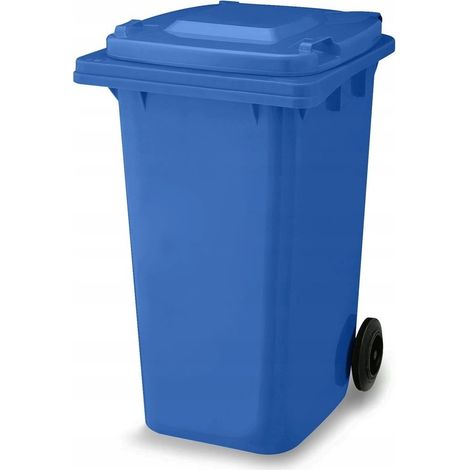 Papelera azul con ruedas de 120 l