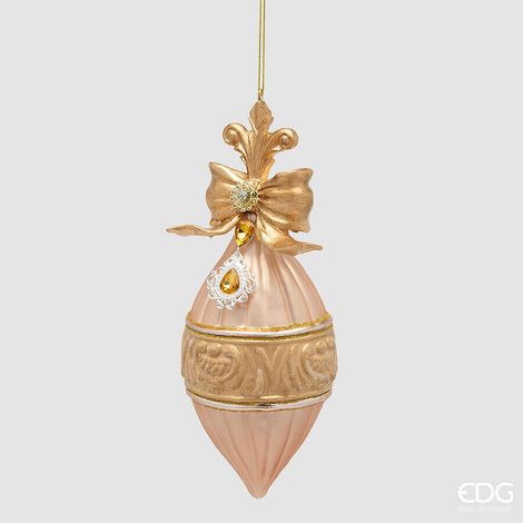 EDG Enzo De Gasperi Addobbo Fuso a Righe Mix Gold H21 Ø8 cm – Decorazione di Natale (1/2)