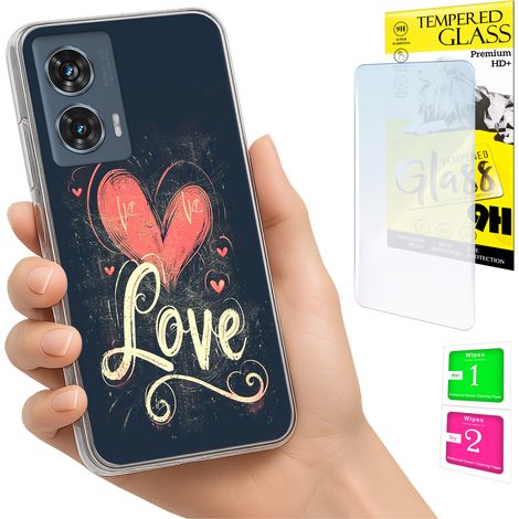 Custodia per Motorola Edge 50 Fusion FOTO con retro a forma di cuore e vetro 9H. (1/5)