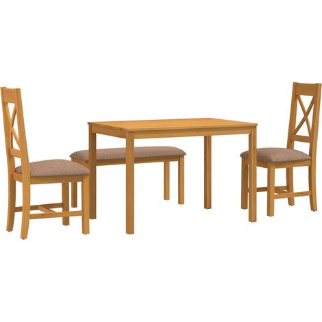 Dining Set 4 pcs Grey Solid Oak Wood vidaXL (1/5)