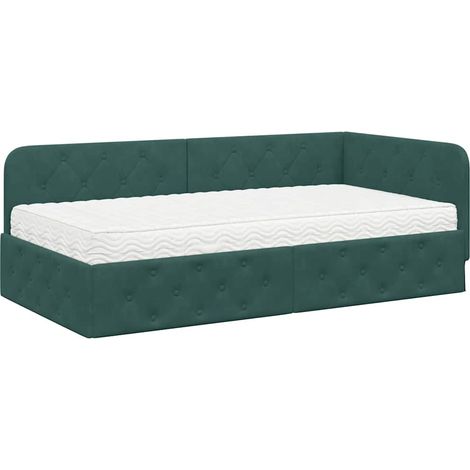 Maison Exclusive - Cornice del letto ad angolo Verde Scuro 90 x 190 cm Velluto