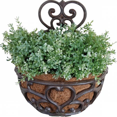 Panier mural en fer forgé 2.3L - L 29 x P 16,4 x H 37,2 cm - Fonte, fibre coco - Livraison gratuite