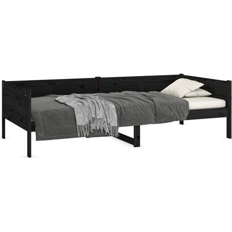 Dormeuse Nera in Legno Massello di Pino 90x190 cm vidaXL