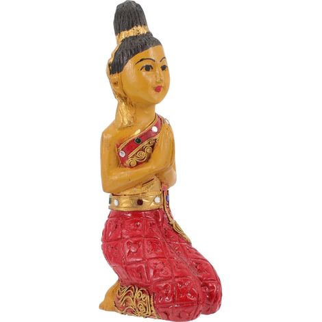 Figurine Bouddha Thaïlandais Sculpté Ornement Accueil à Genoux Décoration de Bureau et Maison Style Antique Cadeau Collectible (1/5)