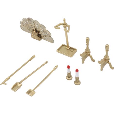 Puppenhaus-Kamin-Zubehörset, dekoratives Puppenhaus-Miniaturmöbel-Zubehör für Puppenhäuser im Maßstab 1:12 (1/5)