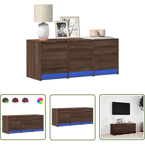 vidaXL TV-Schrank LED Braun Eichen-Optik 97x34x40 cm Holzwerkstoff (1/5)