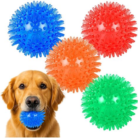 (4er-Pack) Quietschbälle für Hunde, Stachelbälle zum Kauen, Quietschbälle für Hunde, schwimmendes Hundespielzeug für den Pool, Kauspielzeug für Hunde (1/5)
