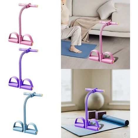 Corde de tension multifonctionnelle Tendeur de pédales de yoga élastique Réducteur de traction Équipement d'entraînement pour abdominaux Entraînement unisexe Corde de résistance bleue taille uniq (1/5)