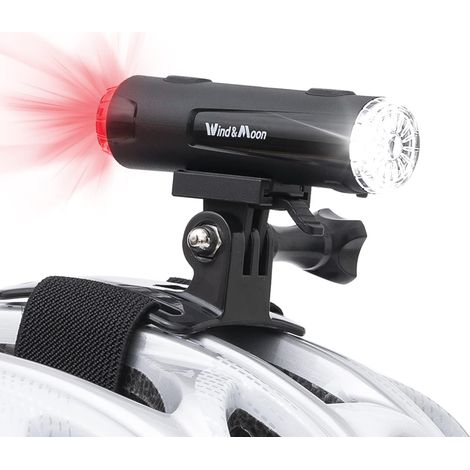 Lumière de Casque de vélo Avant et arrière, lumière de Casque Avant et arrière jusqu'à 200 LM, 5 Modes de lumière Clignotante, lumière de Casque d'équitation étanche Rechargeable par USB (1/5)