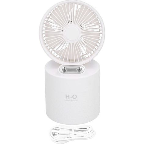 Ventilateur Brumisateur USB 4000mAh Double Brume Rafraîchissant pour Bureau Chambre Blanc (1/5)