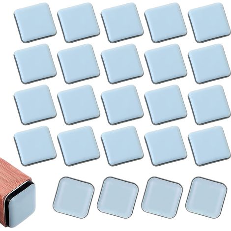 24 Pièces Patins pour Meubles PTFE Téflon Carré Coulisses de Meubles Patins Glisseurs Auto-Adhésifs pour Chaise Canapé Bureaux Table Fauteuil Cabinet Classeurs (1/5)