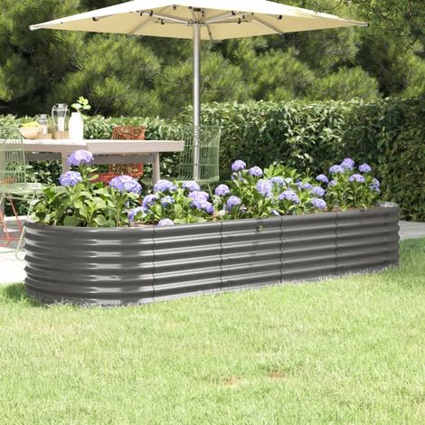 Jardinière - Balconnière à fleurs Acier enduit de poudre 224x80x36 cm Gris BV339450 - BonneVie (1/5)