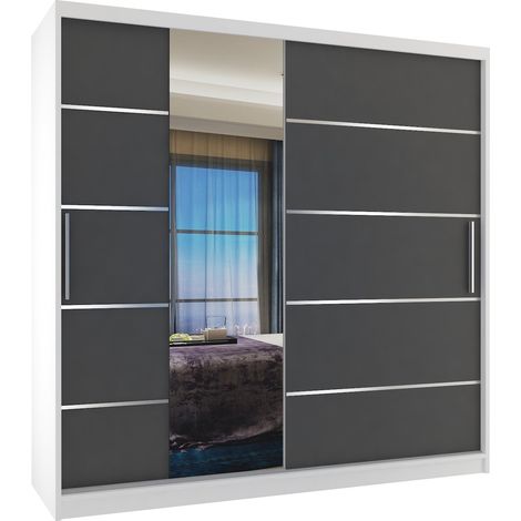 Schiebeschrank Belini 200 cm Mit Schubladen mit Spiegel grau anthrazit graphit Hersteller (1/3)