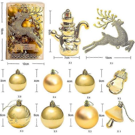 Lot de 30 boules de Noël décoratives, boules de sapin (dorées), boules décoratives pour sapin, ornements pour sapin de Noël, pour pendentif de sapin. (1/4)