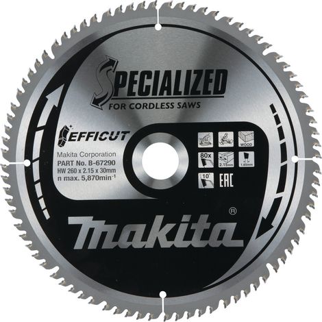 Makita B-67290 EFFICUT hoja para sierra circular 260 mm metálica (1/4)