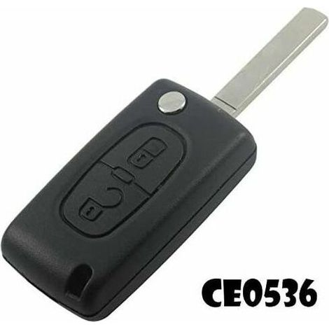 Coque de Télécommande à 2 Boutons Compatible avec Peugeot et Citroën, Lame sans Rainure, Pour Modèles C1, C2, C3, 107, 207, 307, etc. (1/4)
