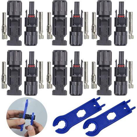 6 Paire Mâle Femelle Solaire Panneau Câble Connecteur, avec 2Pcs Solaire Connecteur Wrench, pour Solaire Panneau Photovoltaïque Système (1/5)