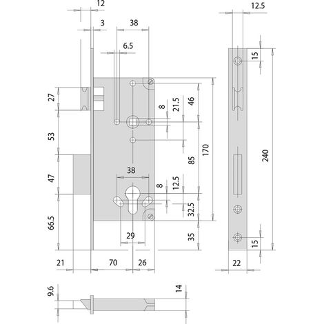 Serratura da Infilare per Cisa Legno Art 5C631 e 70