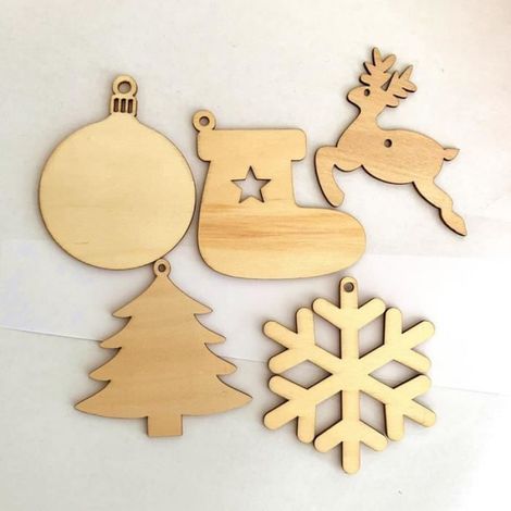Décoration de Noël - - 50 Pendentifs en Bois - 8 x 8 cm - Léger et Durable - À Suspendre (1/4)