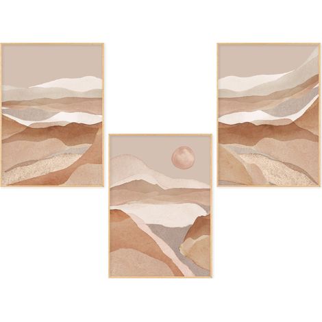 Lupia POSTER Set 3 stampe da parete LANDSCAPES A3 29,7x42 cm ART PRINTS METAL finitura metallizzata per soggiorno, camera da letto, cucina, astratti alta qualita', SENZA CORNICE (1/4)