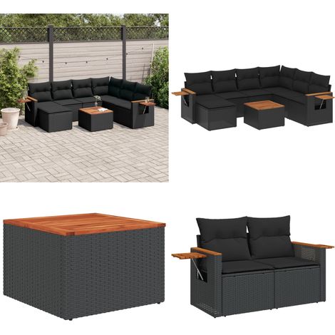 8-tlg. Garten-Sofagarnitur mit Kissen Schwarz Poly Rattan - Gartenmöbel - Esszimmergarnituren - Outdoor Möbel - Lounge Set - Rattan Gartenmöbel - Home & Living (1/5)
