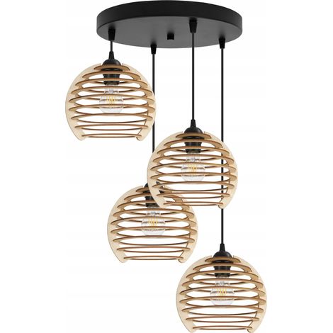 LAMPADA A SOSPENSIONE, LAMPADARIO DA SOFFITTO, IN LEGNO, PARALUME A LED (1/5)