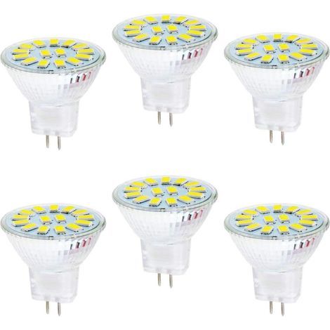 Lampadine LED MR11, confezione da 6, LED da 5W, sostituiscono le lampadine alogene da 40W, attacco GU4 a doppio pin, 6500K, AC/DC 12V. (1/5)