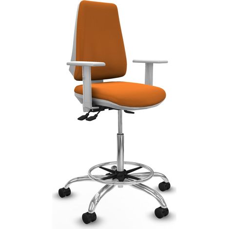 Tabouret piqueras y crespo Elche blanc simili cuir orange (1/2)