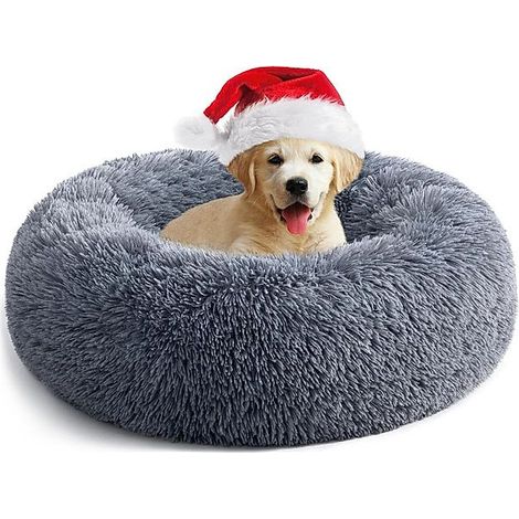 Panier donut apaisant en peluche antidérapante pour chien et chat, 70 x 70 cm (1/5)