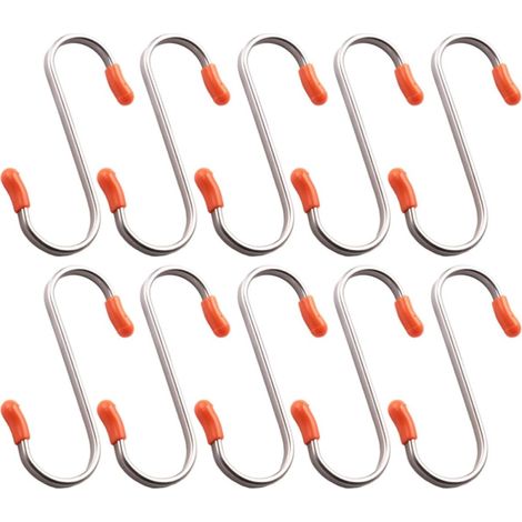 Lot de 10 crochets plats en acier inoxydable en forme de S (1/5)