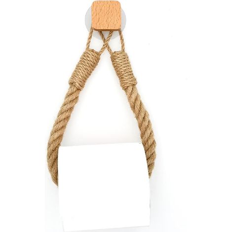 Porte-papier toilette, porte-serviettes en corde de chanvre pour salle de bain et cuisine, porte-papier toilette, porte-rouleau (1/4)