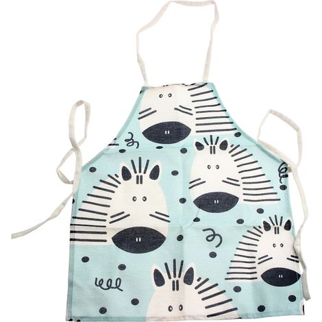 Tablier Enfant - 47 x 38 cm - Toile De Lin Mélangé - Ajustable Par Ceinture - Pour Cuisine Atelier Créatif Peinture Pâtisserie - 1 Pièce (1/5)