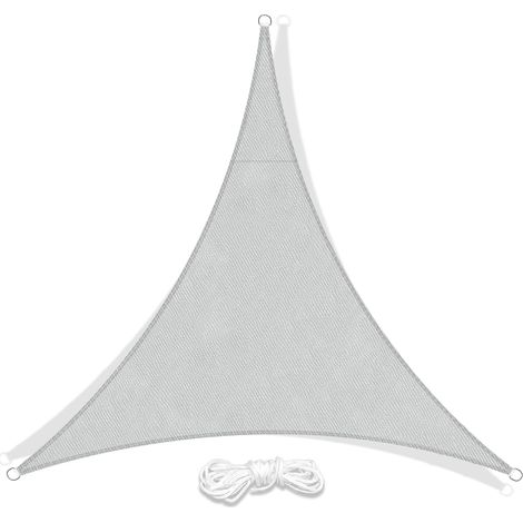 Voile d'ombrage Triangulaire Polyester Toile d'ombrage Imperméable Anti UV pour Terrasse Camping Extérieur Jardin(3x3x3 m Gris clair) (1/5)