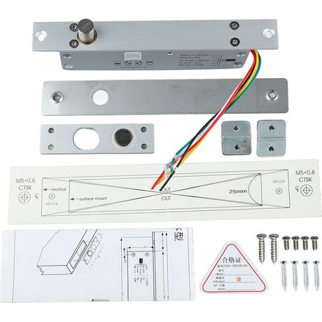 Cerradura eléctrica de cerrojo de 5 líneas y 12 V CC, cerradura de puerta estrecha con pantalla LED de retardo de tiempo para control de acceso a la puerta, cerradura de apagado. (1/5)