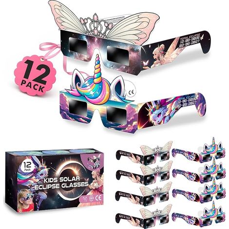 Galaxium Lot de 12 Lunettes d'Observation de l'Éclipse Solaire 2026 pour Garçons et Filles Certifiées ISO 12312-2 Sécurité Solaire (1/5)